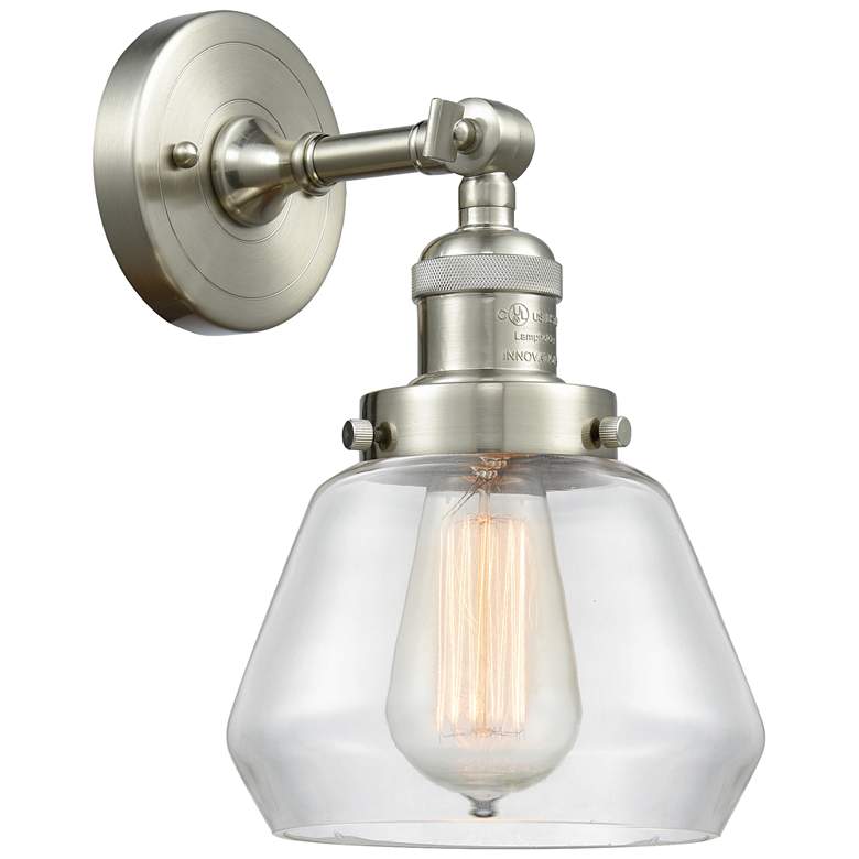 Image 1 Franklin Fulton 11" High Brushed Satin Nickel Sconce w/ Clear Shade