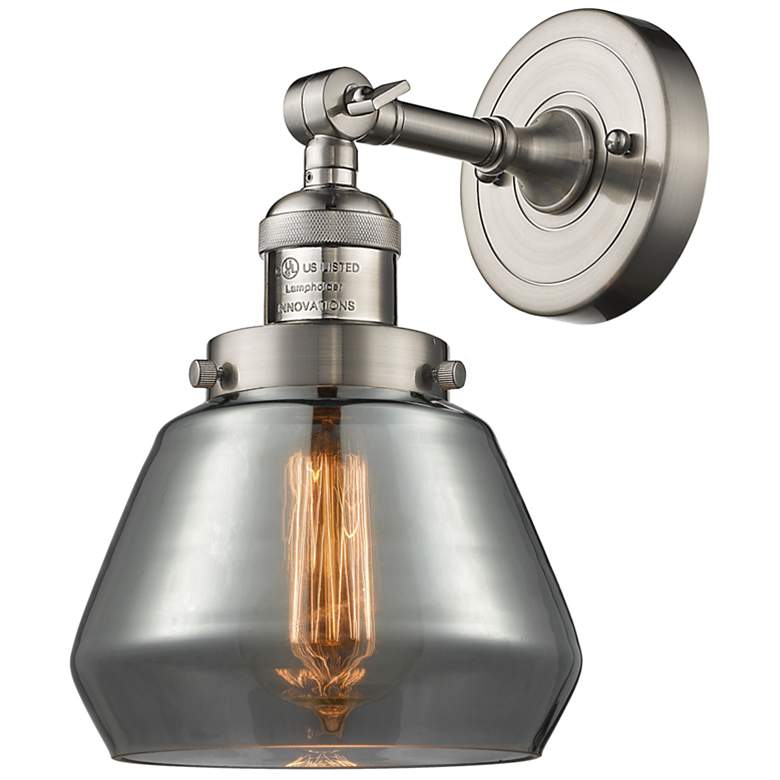 Image 1 Franklin Fulton 11" High Brushed Satin Nickel Sconce w/ Plated Smoke S