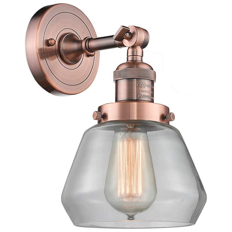 Image 1 Franklin Fulton 11" High Copper Sconce w/ Clear Shade