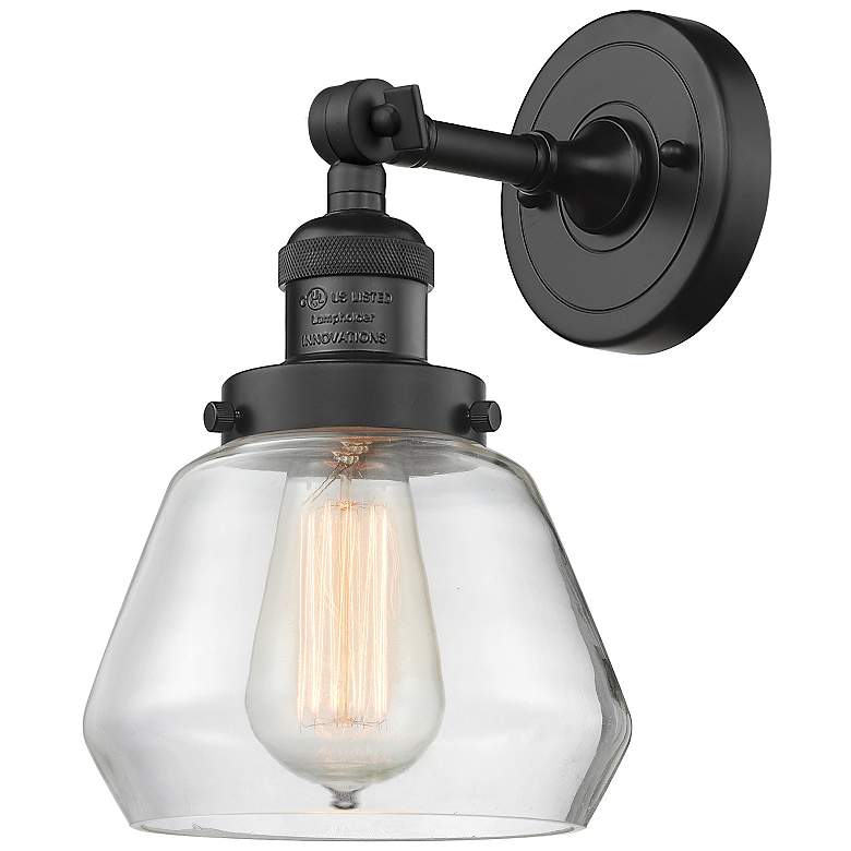 Image 1 Franklin Fulton 11" High Matte Black Sconce w/ Clear Shade