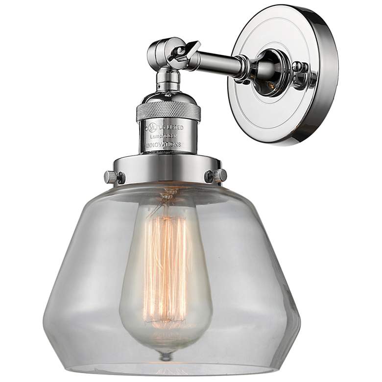 Image 1 Franklin Fulton 11" High Polished Chrome Sconce w/ Clear Shade