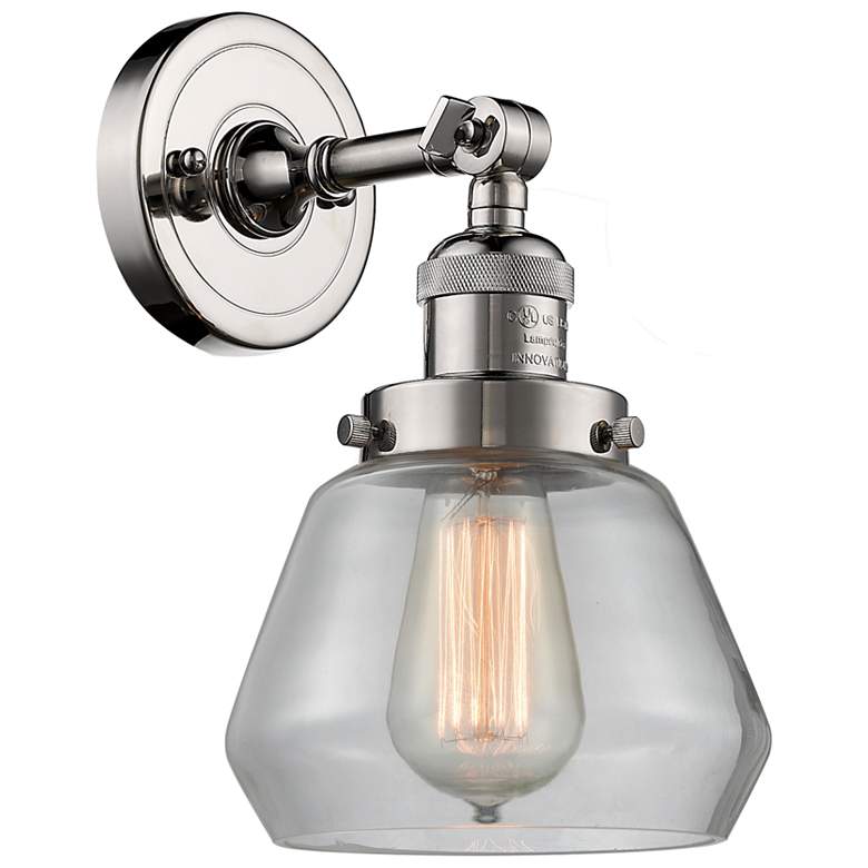 Image 1 Franklin Fulton 11" High Polished Nickel Sconce w/ Clear Shade