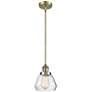 Franklin Fulton 7" Wide Antique Brass Stem Hung Mini Pendant w/ Clear