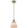Franklin Fulton 7" Wide Antique Brass Stem Hung Mini Pendant w/ White