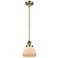 Franklin Fulton 7" Wide Antique Brass Stem Hung Mini Pendant w/ White