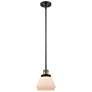 Franklin Fulton 7" Wide Black Brass Stem Hung Mini Pendant w/ White Sh