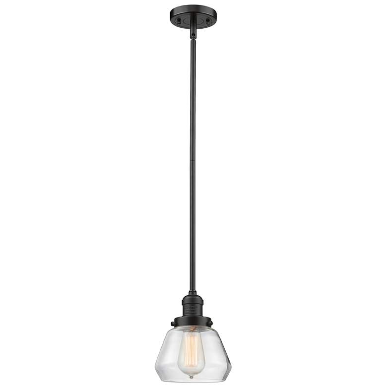 Image 1 Franklin Fulton 7" Wide Bronze Stem Hung Mini Pendant w/ Clear Shade