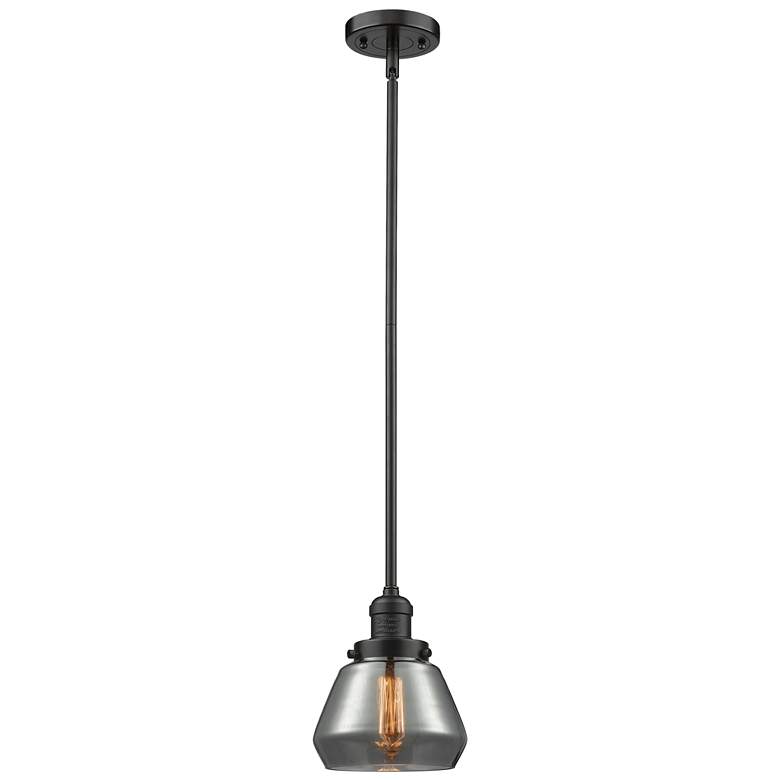 Image 1 Franklin Fulton 7" Wide Bronze Stem Hung Mini Pendant w/ Plated Smoke