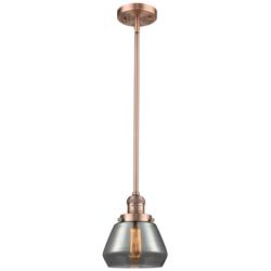 Franklin Fulton 7" Wide Copper Stem Hung Mini Pendant w/ Plated Smoke
