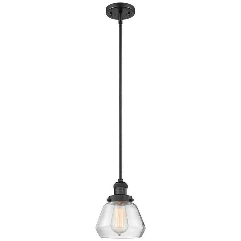 Image 1 Franklin Fulton 7" Wide Matte Black Stem Hung Mini Pendant w/ Clear Sh