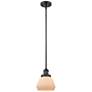 Franklin Fulton 7" Wide Matte Black Stem Hung Mini Pendant w/ White Sh