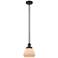 Franklin Fulton 7" Wide Matte Black Stem Hung Mini Pendant w/ White Sh
