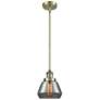 Franklin Fulton 7"W Antique Brass Stem Hung Mini Pendant w/ Smoke Shad