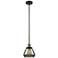 Franklin Fulton 7"W Black Brass Stem Hung Mini Pendant w/ Smoke Shade