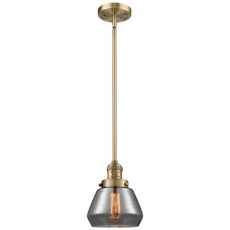 Image 1 Franklin Fulton 7"W Brushed Brass Stem Hung Mini Pendant w/ Smoke Shad