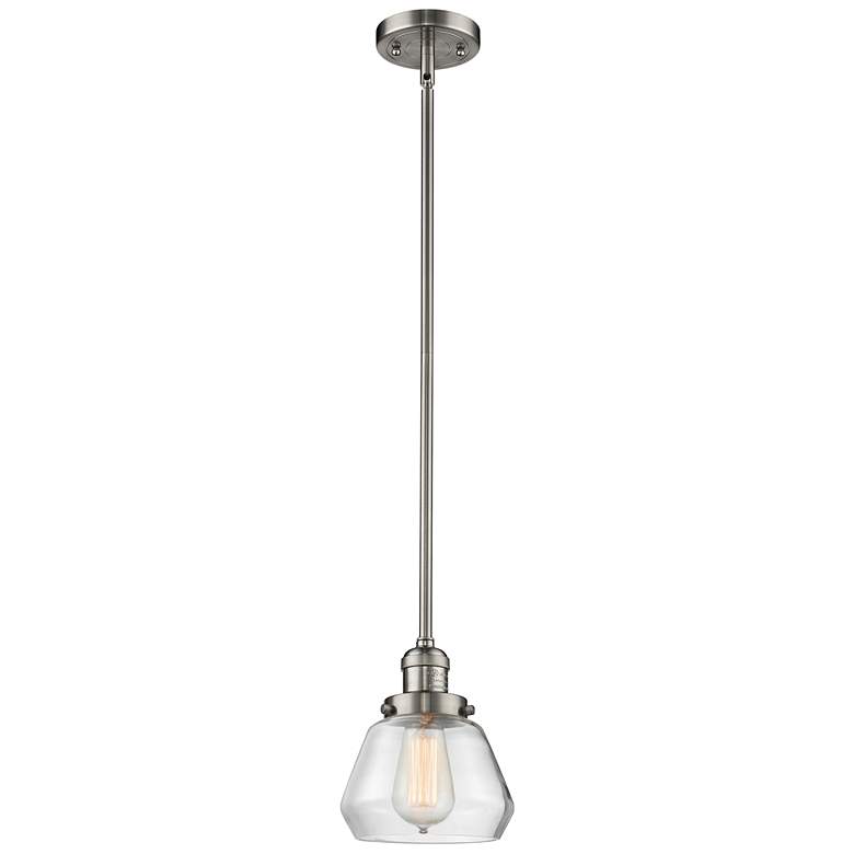 Image 1 Franklin Fulton 7"W Brushed Nickel Stem Hung Mini Pendant w/ Clear Sha
