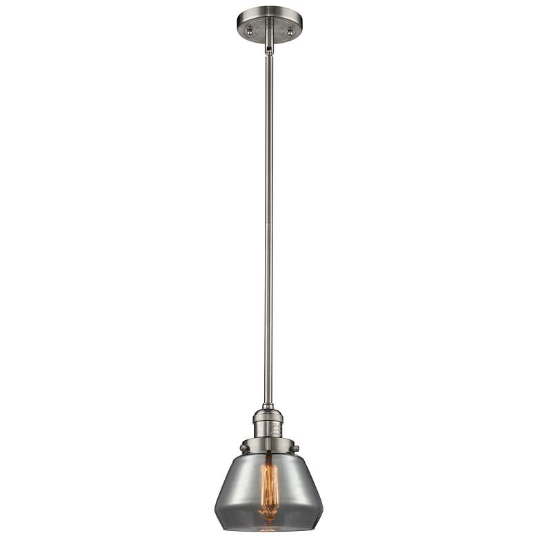 Image 1 Franklin Fulton 7"W Brushed Nickel Stem Hung Mini Pendant w/ Smoke Sha