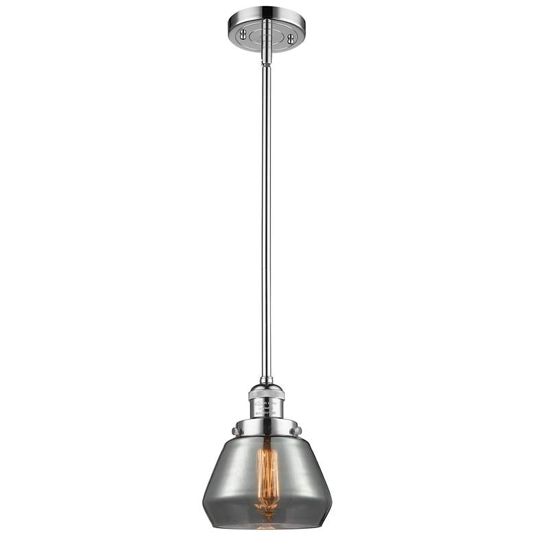 Image 1 Franklin Fulton 7"W Polished Chrome Stem Hung Mini Pendant w/ Smoke Sh