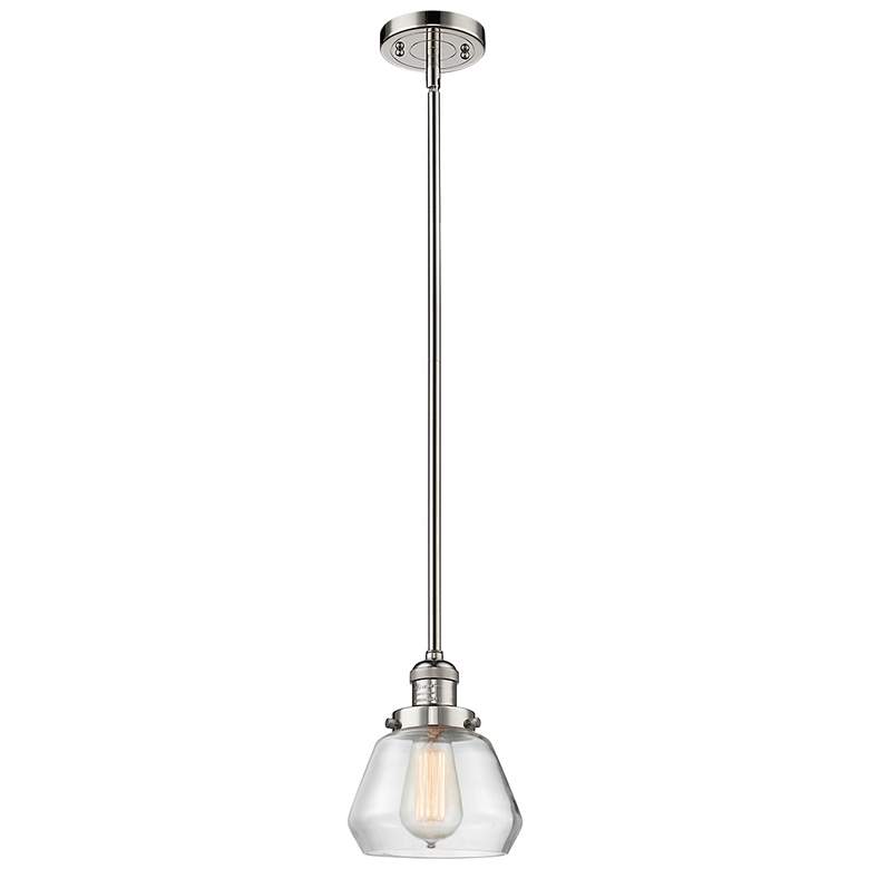 Image 1 Franklin Fulton 7"W Polished Nickel Stem Hung Mini Pendant w/ Clear Sh