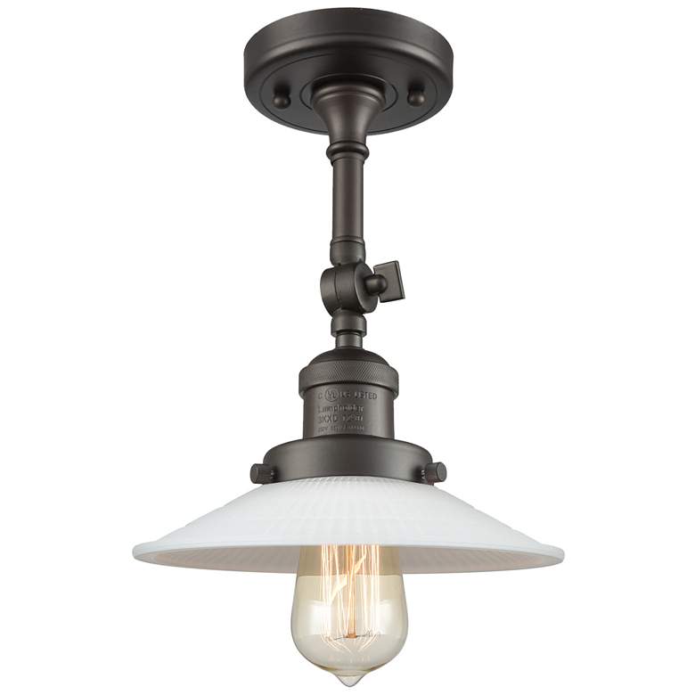 Image 1 Franklin Halophane 8" High Bronze Sconce w/ Matte White Halophane Shad