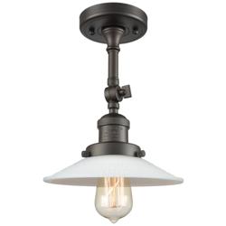 Franklin Halophane 8" High Bronze Sconce w/ Matte White Halophane Shad