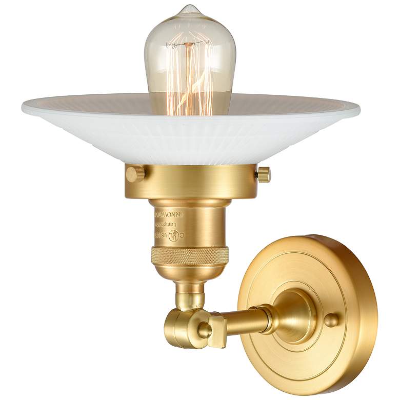 Image 2 Franklin Halophane 9" Gold Sconce w/ Matte White Halophane Shade more views