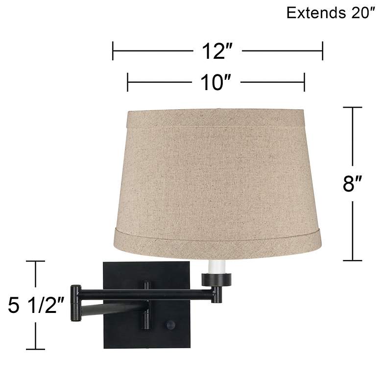 Image 3 Franklin Iron 14-1/2" Linen Espresso Plug-In Swing Arm Wall Lamp more views