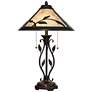 2_Franklin Iron 23 3/4" Leaf and Vine Mica Shade Lamp with Cord Dimmer
