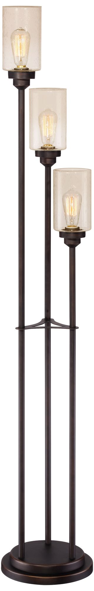 Image 4 Franklin Iron 70.4" Bronze Seeded Glass 3-Light Floor Lamp with Riser more views