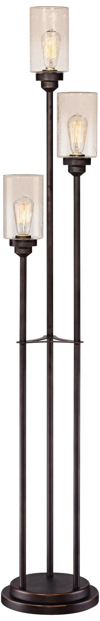 Image 5 Franklin Iron 70.4" Bronze Seeded Glass 3-Light Floor Lamp with Riser more views