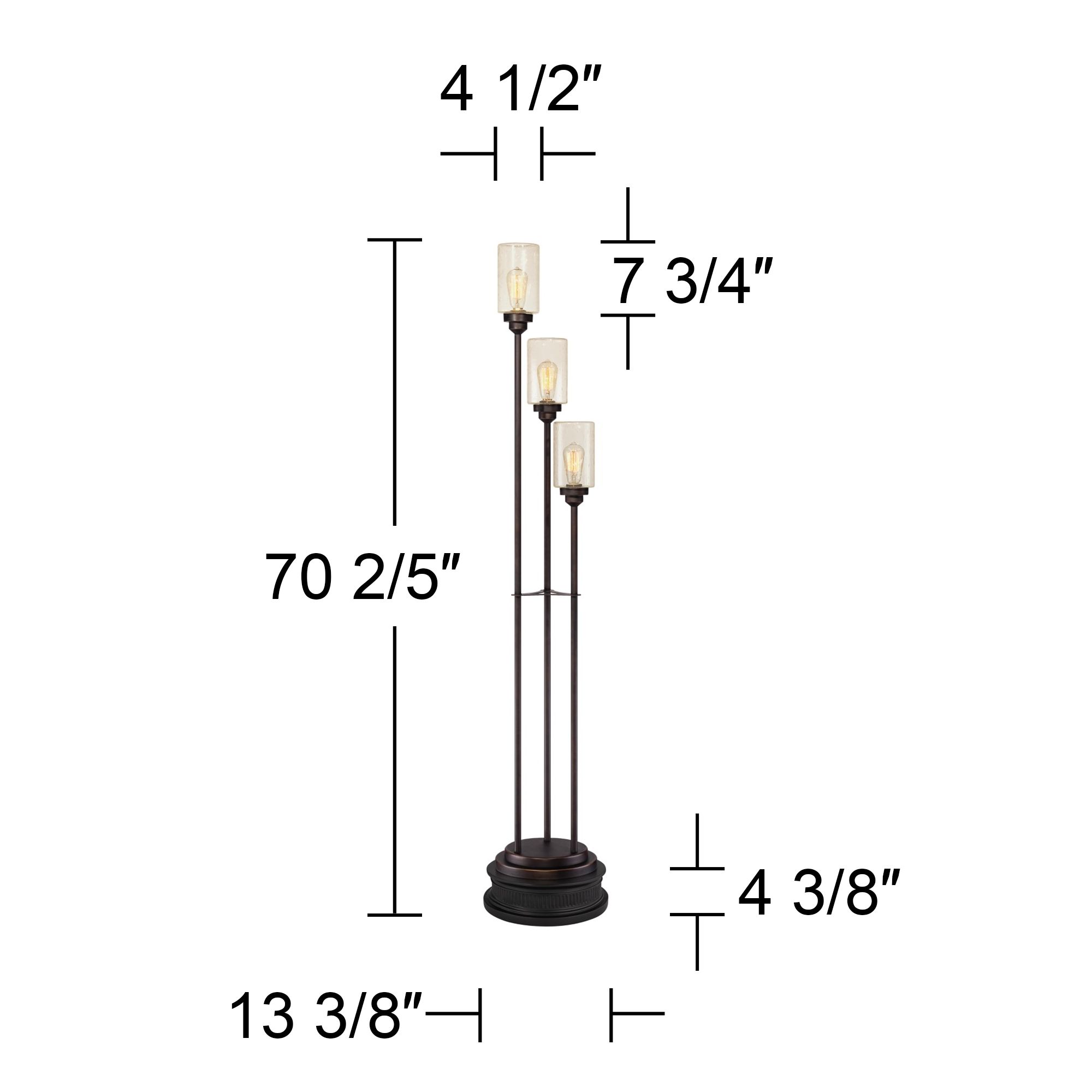 Image 7 Franklin Iron 70.4" Bronze Seeded Glass 3-Light Floor Lamp with Riser more views