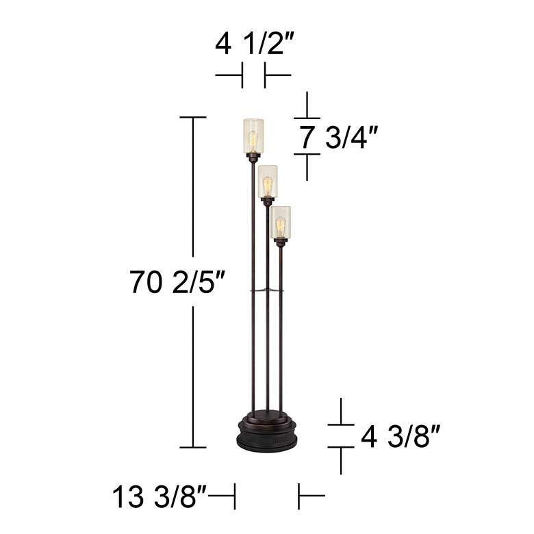 Image 7 Franklin Iron 70.4" Bronze Seeded Glass 3-Light Floor Lamp with Riser more views