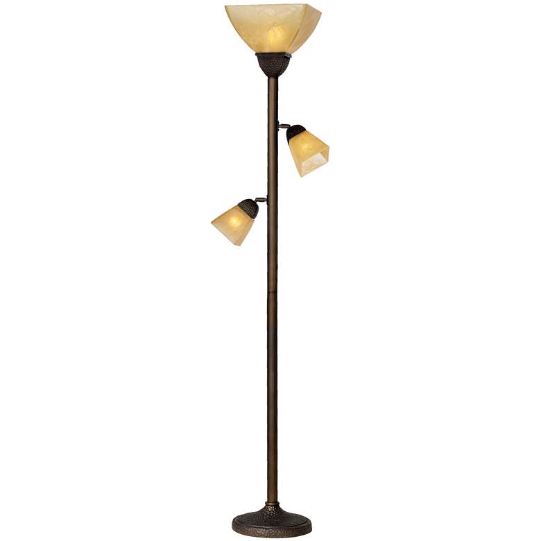 Image 2 Franklin Iron 71 1/2" Bronze and Champagne Glass Torchiere Floor Lamp