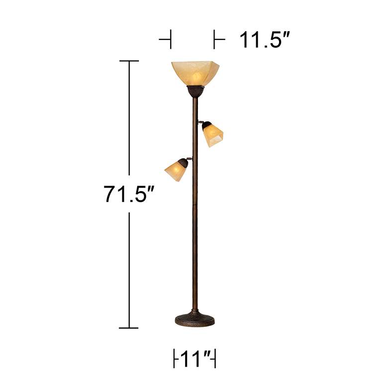 Image 7 Franklin Iron 71 1/2" Bronze and Champagne Glass Torchiere Floor Lamp more views