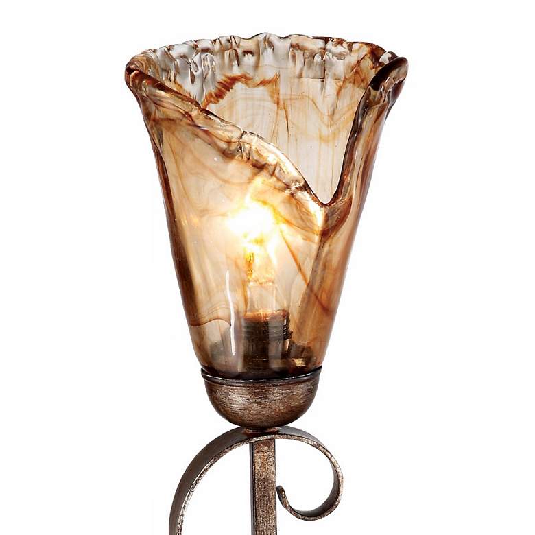 Image 4 Franklin Iron Amber Scroll 23 1/2 inch High Glass and Bronze Wall Sconce more views