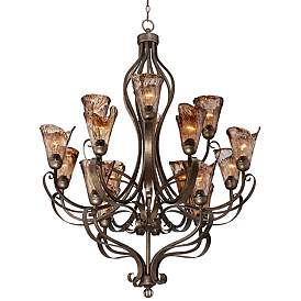 Image3 of Franklin Iron Amber Scroll 39 3/4 " Wide 16-Light Bronze Chandelier more views