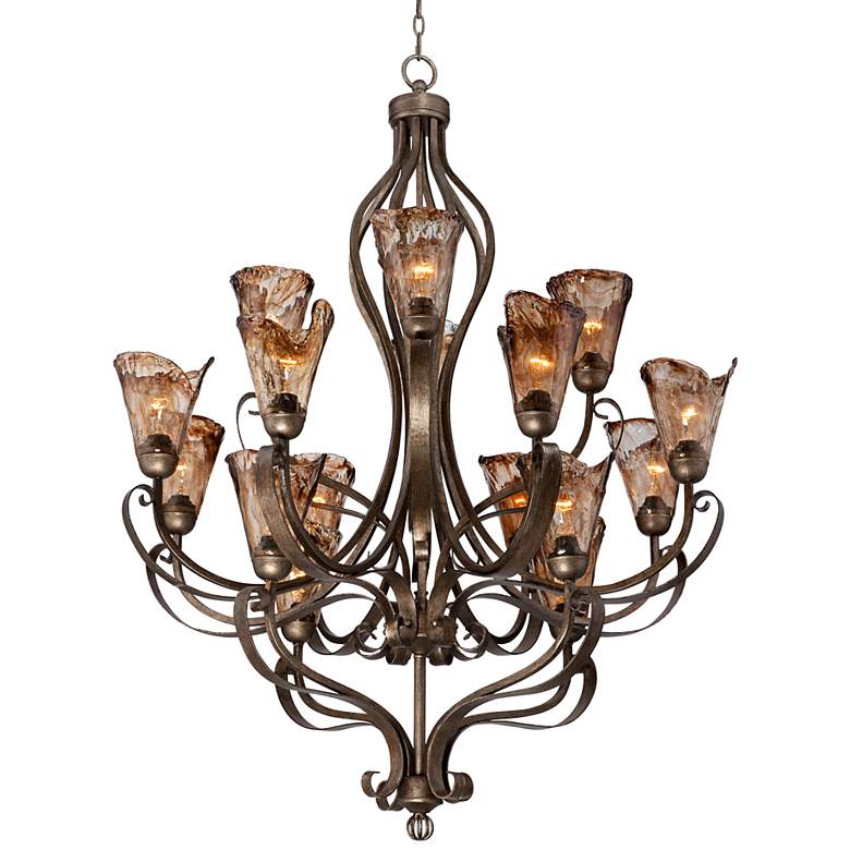 Image 3 Franklin Iron Amber Scroll 39 3/4 " Wide 16-Light Bronze Chandelier more views