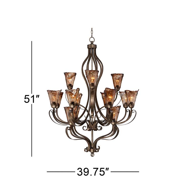 Image 5 Franklin Iron Amber Scroll 39 3/4 " Wide 16-Light Bronze Chandelier more views