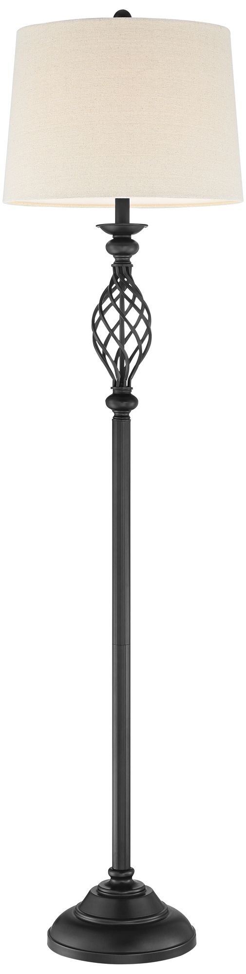 Image 7 Franklin Iron Annie 67 1/2" Bronze Scroll Floor Lamp with Black Riser more views