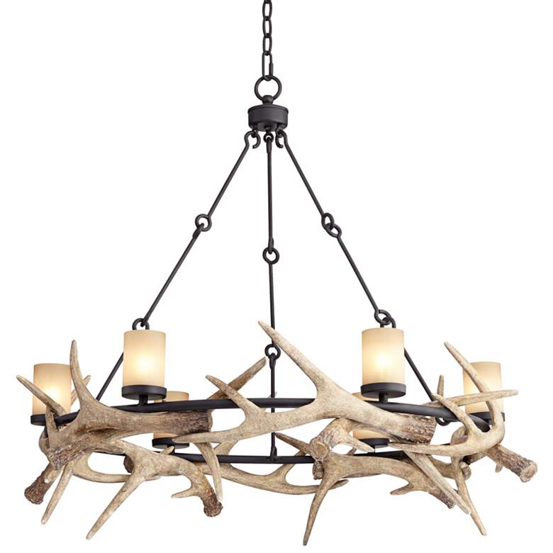 Image 2 Franklin Iron Antler Lodge 36 3/4" Wide 6-Light Rustic Chandelier