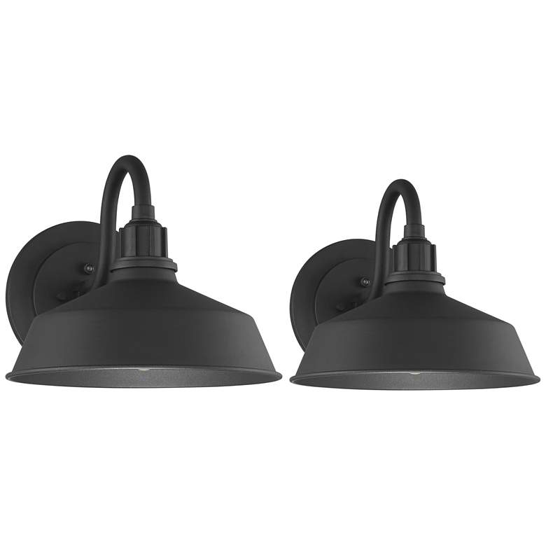 Image 2 Franklin Iron Arnett 10 1/2" Black Dusk-to-Dawn Outdoor Lights Set