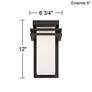 Franklin Iron Bernadine 12" Black and White Glass Outdoor Wall Light