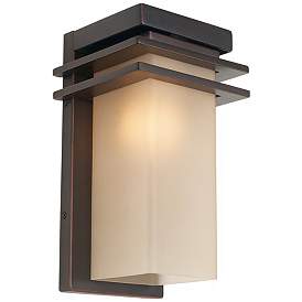 Image2 of Franklin Iron  Bernadine 12" Bronze and Amber Glass Outdoor Wall Light