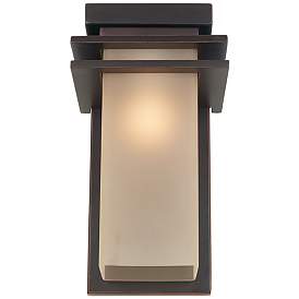 Image4 of Franklin Iron  Bernadine 12" Bronze and Amber Glass Outdoor Wall Light more views
