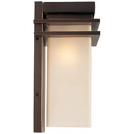 Image5 of Franklin Iron  Bernadine 12" Bronze and Amber Glass Outdoor Wall Light more views