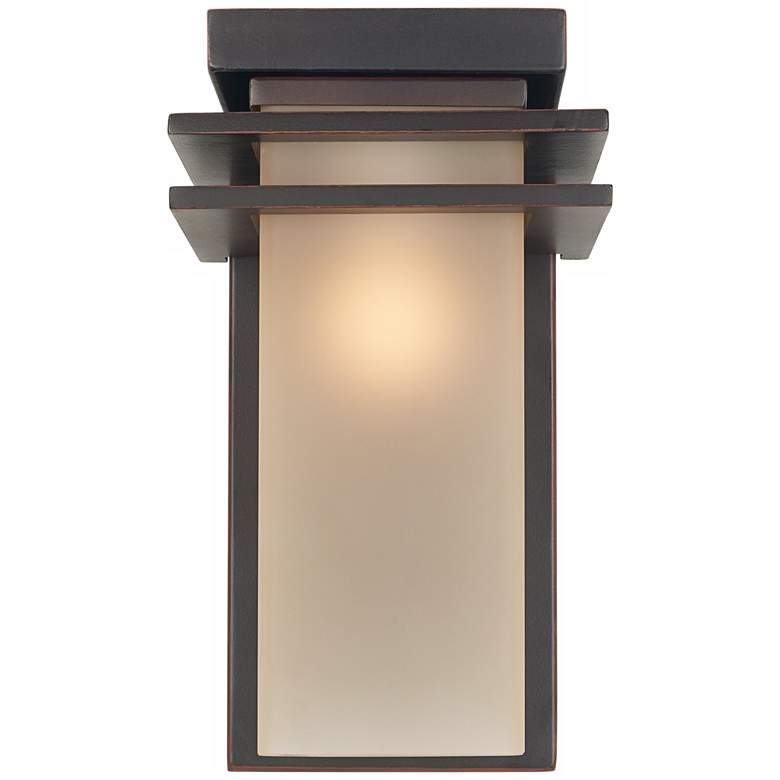 Image 6 Franklin Iron Bernadine 12" Bronze and Amber Glass Outdoor Wall Light more views
