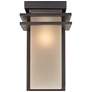 Franklin Iron  Bernadine 12" Bronze and Amber Glass Outdoor Wall Light