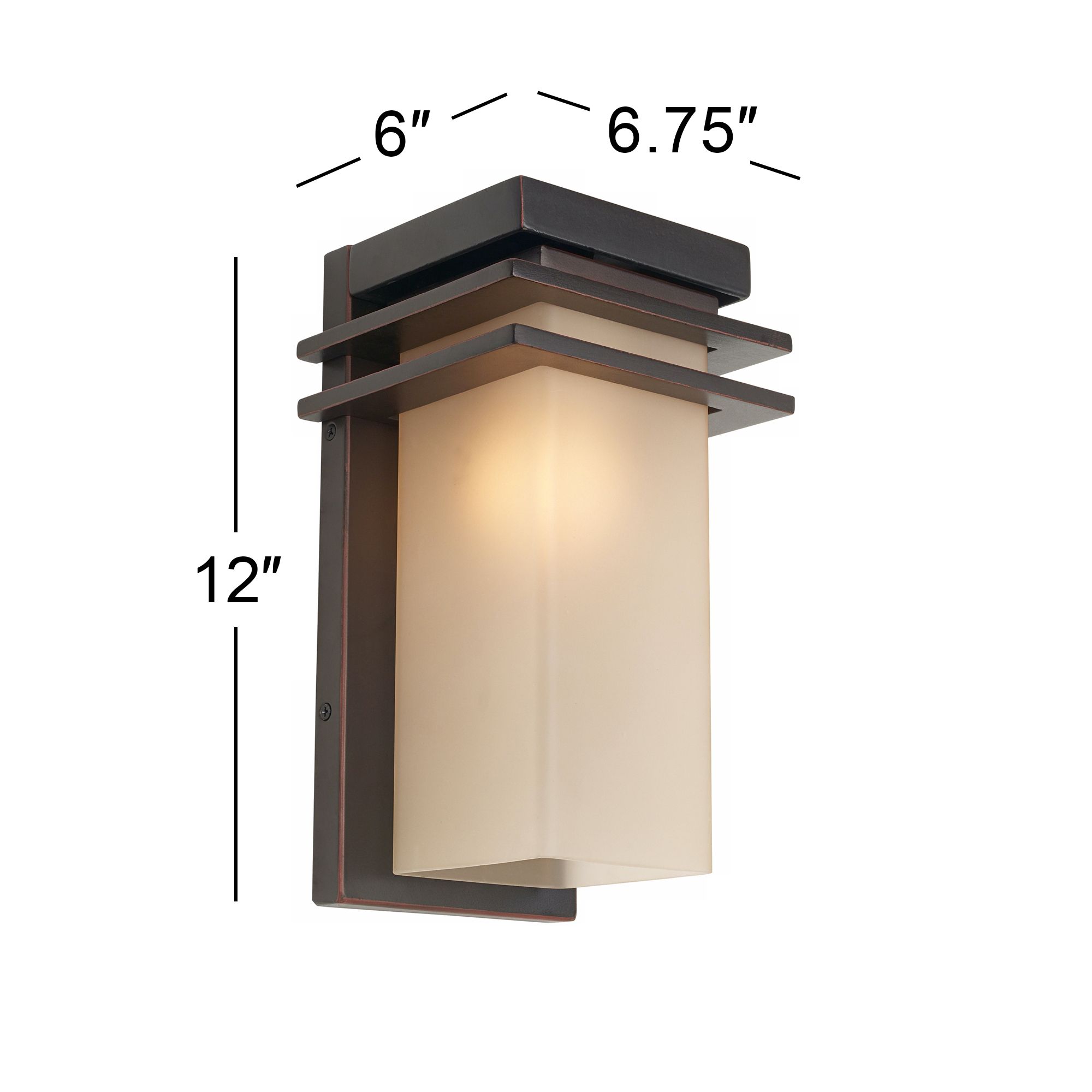 Franklin Iron  Bernadine 12" Bronze and Amber Glass Outdoor Wall Light in scene