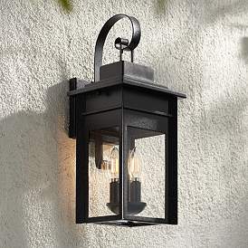 Image1 of Franklin Iron Bransford 19" Black-Gray Outdoor Lantern Wall Light
