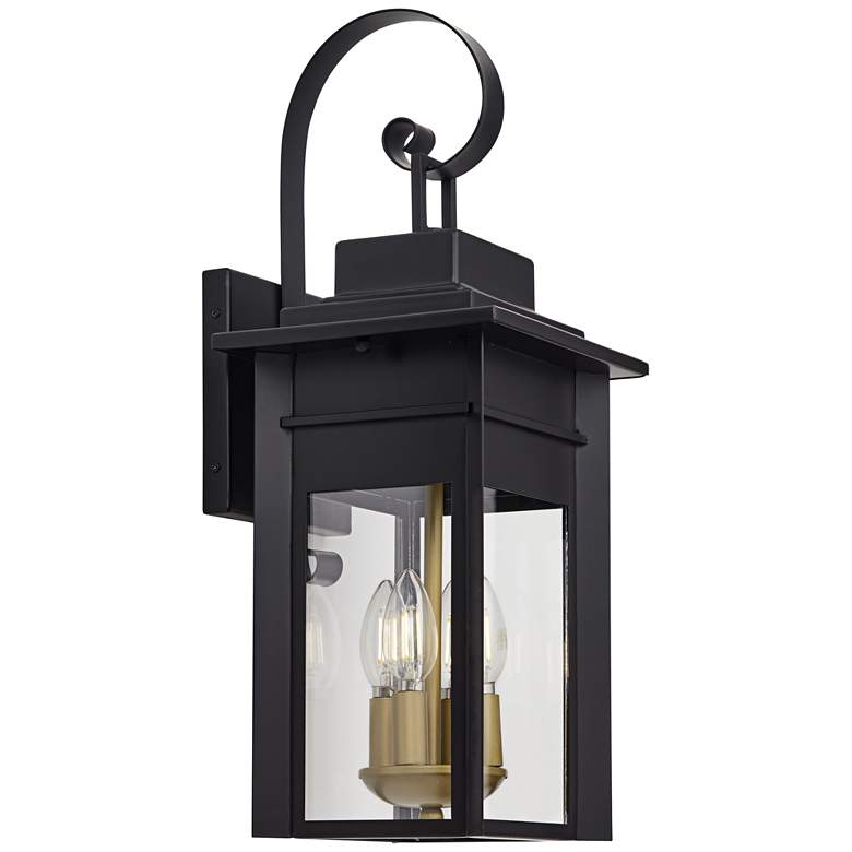 Image 6 Franklin Iron Bransford 21 1/2" Black Lantern Outdoor Wall Light more views
